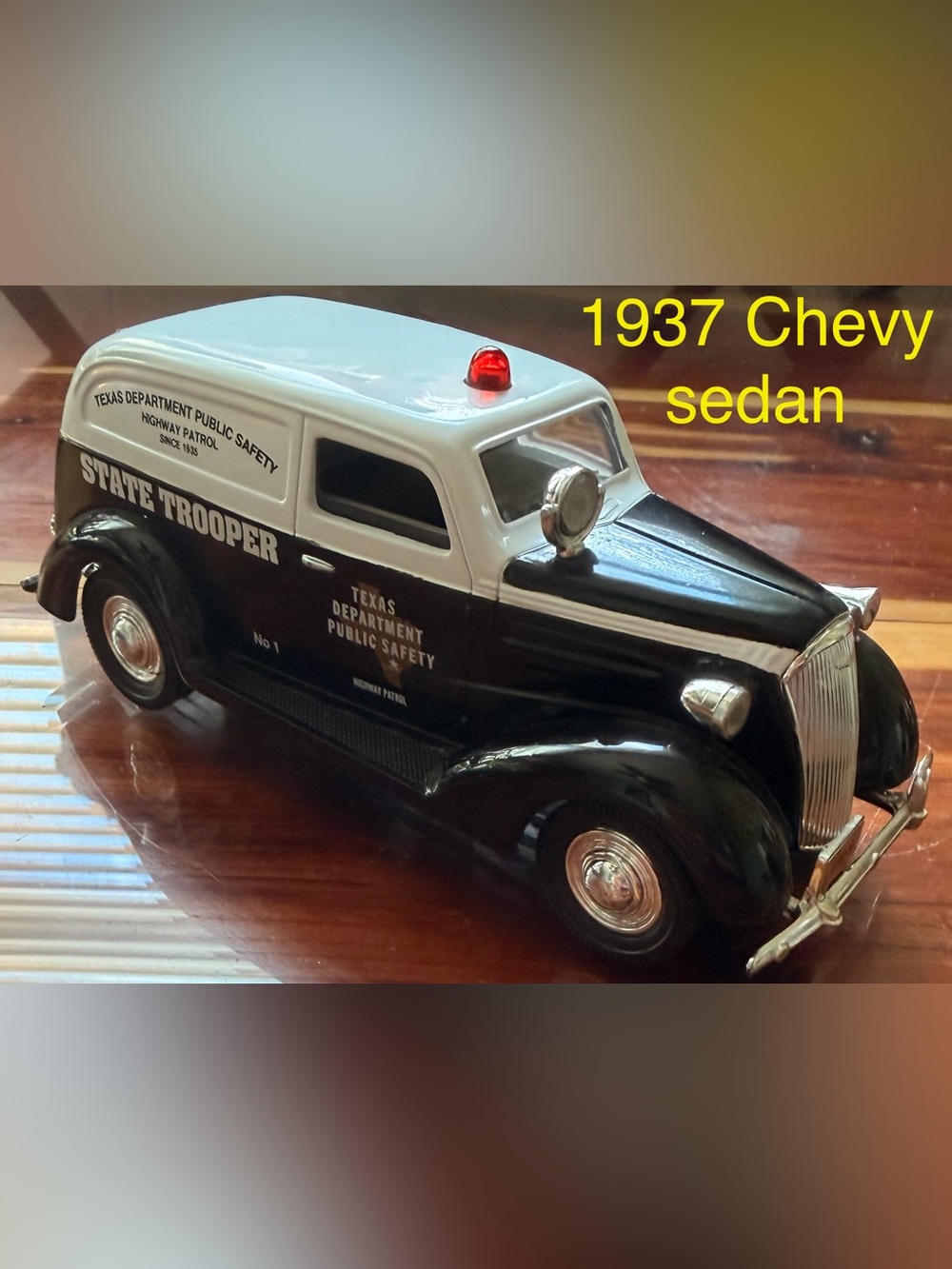 Black and White Texas Department of Public Safety Toy Car - Home Party Decor